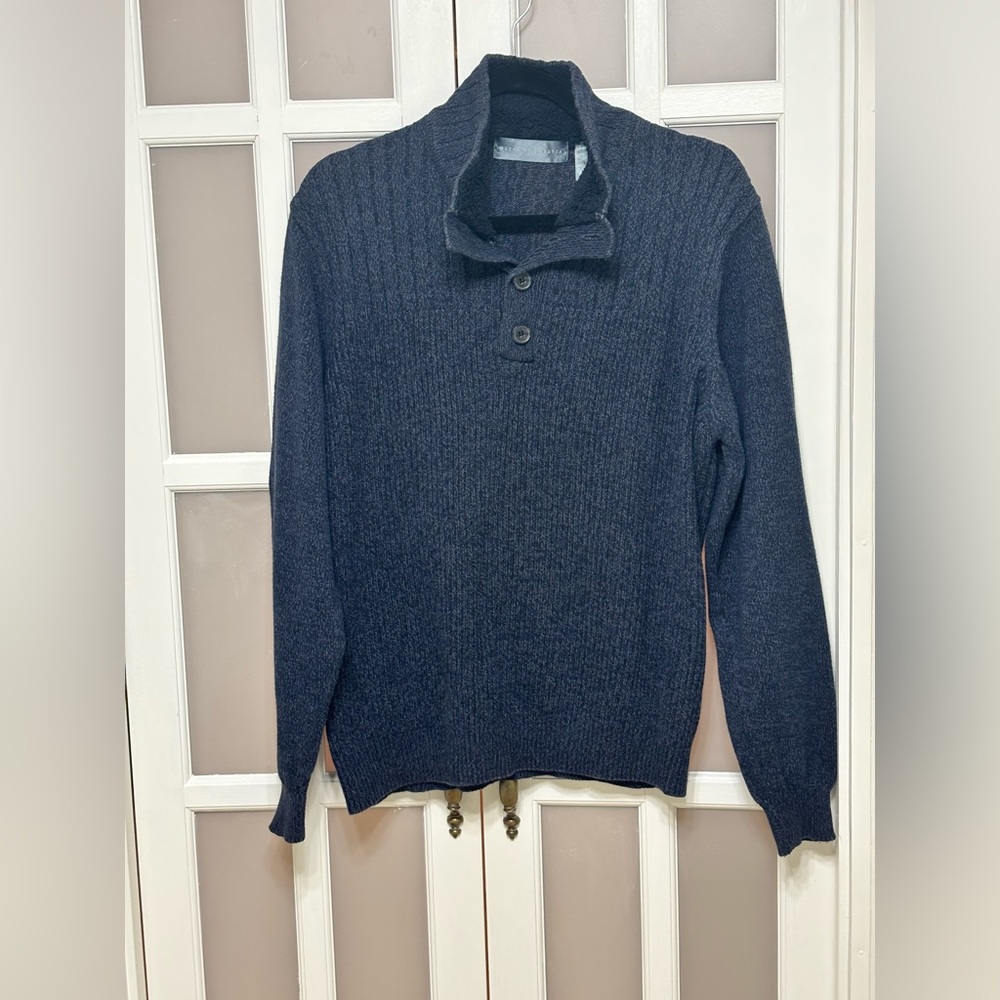 Oscar de la Renta Wool Cashmere Quarter Button Sweater Men’s XL Quiet Luxury